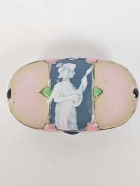 Schafer & Vater‎ Art Nouveau Enamel Porcelain Trinket Box Cameo Jeweled Antique